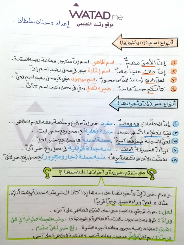 NDQxMzcyMQ19192 بالصور شرح درس ان و اخواتها للصف التاسع الفصل الاول 2020